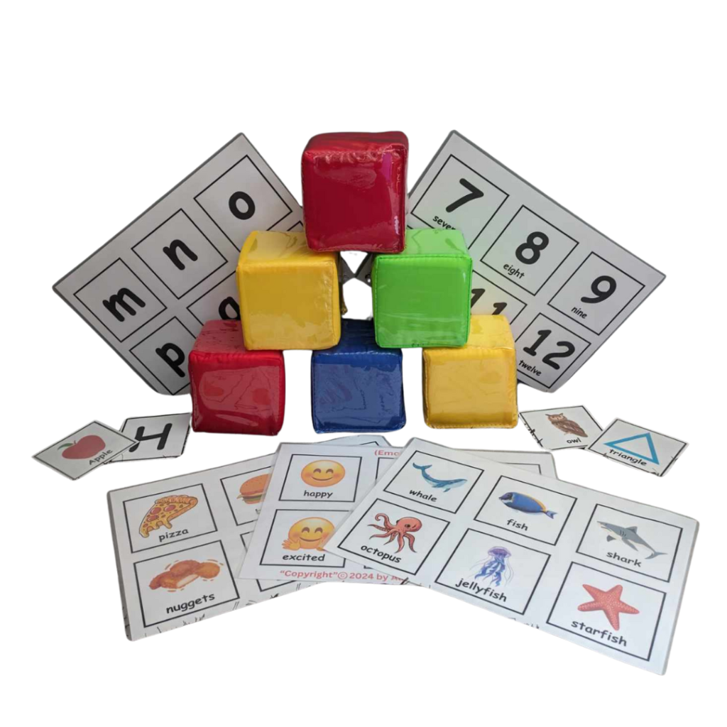 learn play dice flashcards